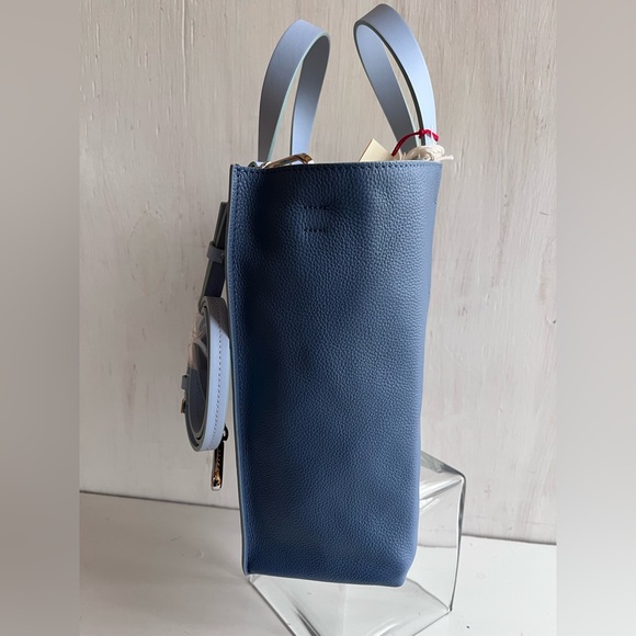 MARNI Museo Small Leather Tote Bag- Opal Cigar Light Blue - Picture 6 of 12
